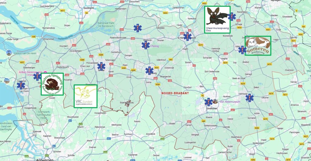 Locaties van wildopvangcentra en dierenambulances